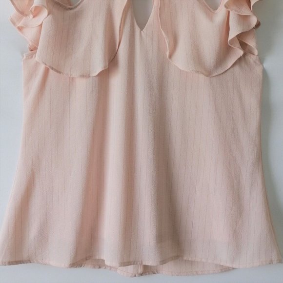 Candie's Womens Light Pink Cold Shoulder Ruffle Halter Blouse Top Size L - Picture 3 of 8